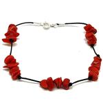 El Coral Bracelet Red Coral Chips 5 elements with 2 Threads