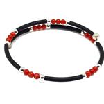 Coralli di Sardegna Bracelet Red Coral 3 Balls with Rubber and Steel Spring