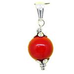 El Coral Pendant Red Coral Ball 10 mm and Zamak