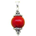 El Coral Pendant Red Coral Ball 16 mm and Zamak
