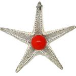 El Coral Pendant Red Coral Ball and Silver Starfish