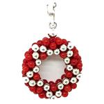 El Coral Pendant Circle Red Coral Little Balls and Star of SilverBalls 