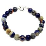 El Coral Bracciale Sodalite Blù/Rossa da 8mm. Lunghezza 19cm. Chiusura Argentata