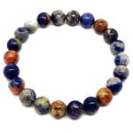 El Coral Bracciale Sodalite Blù/Rossa da 8mm. Lunghezza 19cm. Infilato con Elastico senza Chiusura