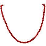 El Coral Necklace Red Coral 5 mm Balls, 42 cm Length and Golden Clasp