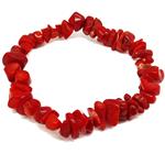 El Coral Bracelet Red Coral Chips 10 mm Width elastic