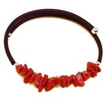 Coralli di Sardegna Bracelet Red Coral Chips, Rubber and Steel Spring