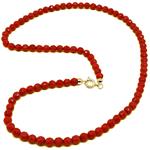 El Coral Necklace Red Coral 5 mm Faceted Balls and Golden Clasp