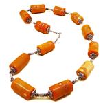 El Coral Necklace Orange Coral Cylindrical Pieces 17x26 mm with Zamak Sticks