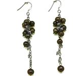 El Coral Earrings Brown Pearls Bunch with 2 Pendants