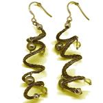 El Coral Earrings Green Pearls, Olivine and Green Spiral Net, 6cm Length