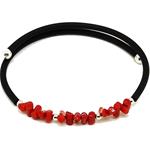 Coralli di Sardegna Bracelet Red Coral Tubes, Silvered Balls, Rubber and Spring