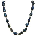 El Coral Collar Perlas Barrocas Azul Pavo Real en Forma Pera 15/16mm, 160gr Peso