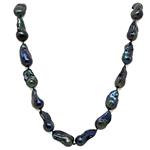 El Coral Collar Perlas Barrocas Azul Pavo Real en Forma Pera 16mm, 170gr Peso