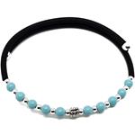 Coralli di Sardegna Bolls 3mm Turquoise Paste Bracelet, with Silvered Elements and Steel Spring