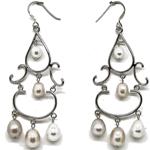 El Coral Earrings Multicolour Drop Shape Pearls with Curved Setting