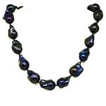 El Coral Collar Perlas Barrocas Azul Pavo Real en Forma Pera 16mm, 108gr Peso