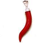 Coralli di Sardegna Pendant Sardinian Coral Horn 6x35mm and Silver Closed Setting