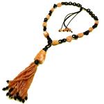 Coralli di Sardegna Necklace Natural Pink Coral Several Shapes with Black Agate and Thread