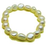 El Coral Bracelet Light Rosy Round Baroque Pearls 10mm, elastic 