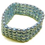 El Coral Bracelet Blue Pearls in 4 Stripes, elastic