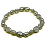 El Coral Bracelet Grey Baroque Pearls 6mm, elastic 