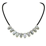 El Coral Necklace White Flat Arrow Shape, Silvered Balls and Rubber