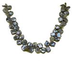 El Coral Necklace Grey Keshi Flat Pearls 12/14mm, 50gr Weight