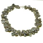 El Coral Necklace Grey Keshi Flat Pearls 12/14mm, 55gr Weight