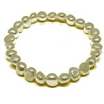 El Coral Bracelet White Button Pearls 8mm, elastic 