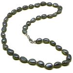 El Coral Necklace Grey Oval Button Pearls 7mm, 48cm Length