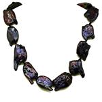 El Coral Necklace Black Baroque Keshi Flat Pearls 18/22mm, 75gr Weight