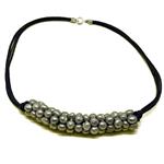 El Coral Necklace Grey Pearls with Blue Thread, 45cm Length