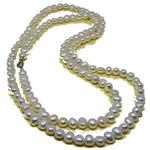 El Coral Necklace White Button Pearls 8mm, 100cm Length