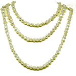 El Coral Necklace White Baroque Button Pearls 8mm, 120cm Length