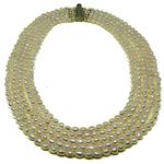 El Coral Collar Perlas Blancas Ovaladas 5x6mm con 5 Tiras Escaladas, 98gr Peso