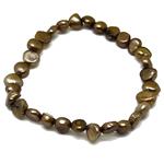 El Coral Bracelet Brown Button Pearls 6mm, elastic 