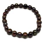 El Coral Bracelet Black Button Pearls 7mm, elastic 