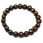 El Coral Bracelet Bronze Colour Button Pearls 9mm, elastic 