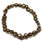 El Coral Bracelet Button Bronze Colour Pearls 6mm, elastic