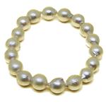 El Coral Bracelet White Round Pearls 10mm, elastic 