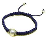El Coral Bracelet White Pearl 12mm with Blue Thread, Adjustable