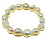 El Coral Bracelet Light Cream Colour Baroque Pearls 8mm, elastic