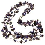 El Coral Necklace Purple Pearls, Amethyst Chips and Purple Thread