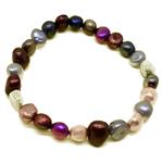 El Coral Bracelet Multicoloured Pearls 8mm, elastic