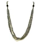 El Coral Necklace Grey Pearls, Black Agate Balls and Zamak, 3 Strips