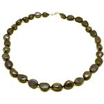 El Coral Necklace Dark Bronze Oval Button Pearls 7mm, 48cm Length