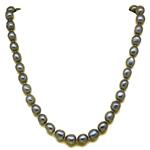 El Coral Collar Perlas Gris Claro Barrocas Redondas 9mm, 45cm Longitud