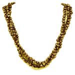 El Coral Necklace Triple Bronze Colour Pearls with Zamak, 45cm Length