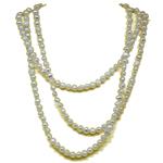 El Coral Necklace White Baroque Button Pearls 8mm, 150cm Length